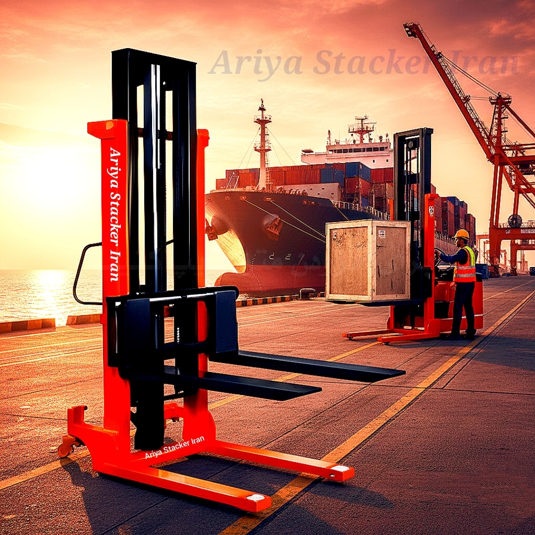 استاکر دستی با ظرفیت ۲تن و حداکثر ارتفاع ۳متر برند آریا استاکر